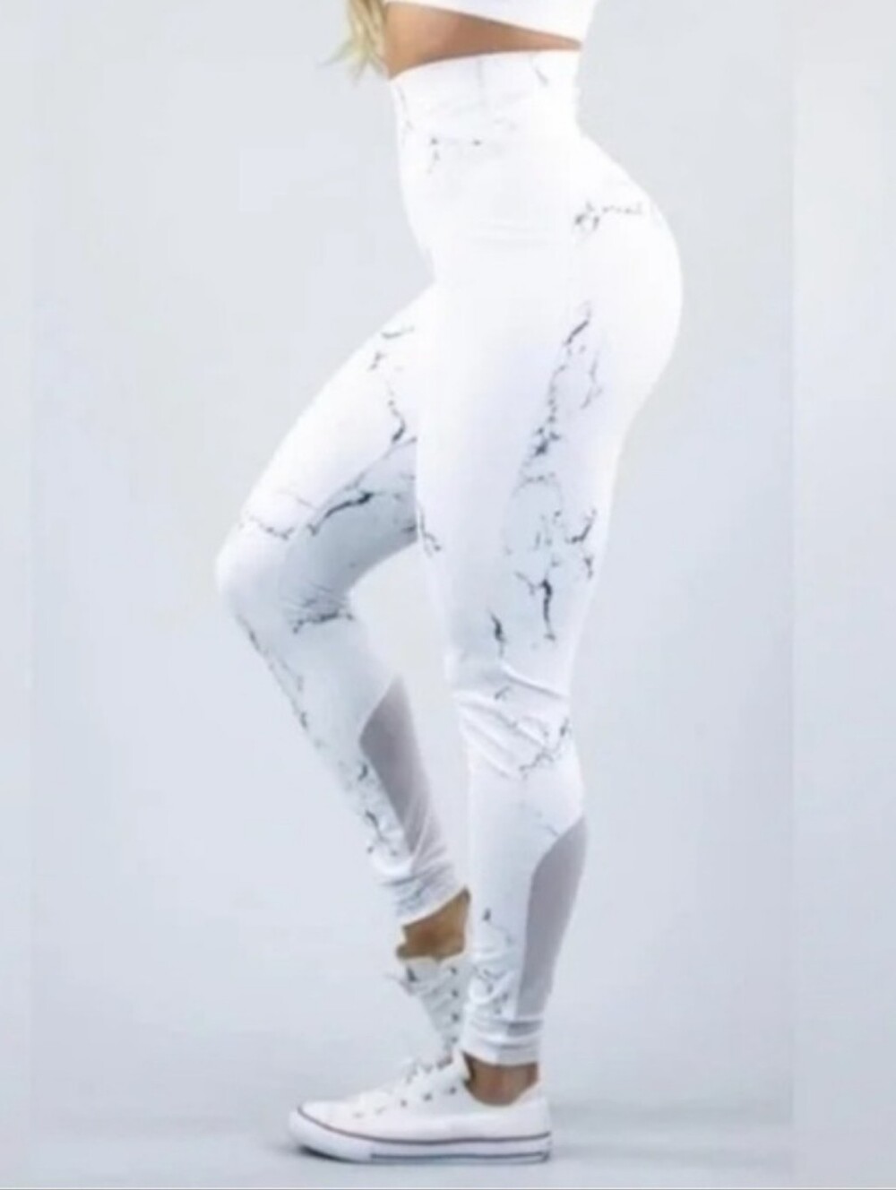 NWT BuffBunny Limitless White Marble Print High-Waist Leggings Size: XS